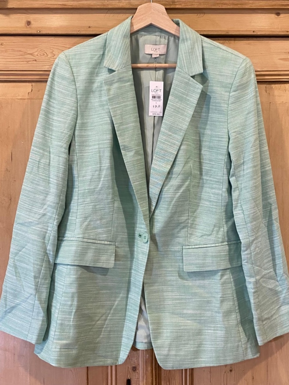 LOFT Mint Green Textured One-Button Blazer